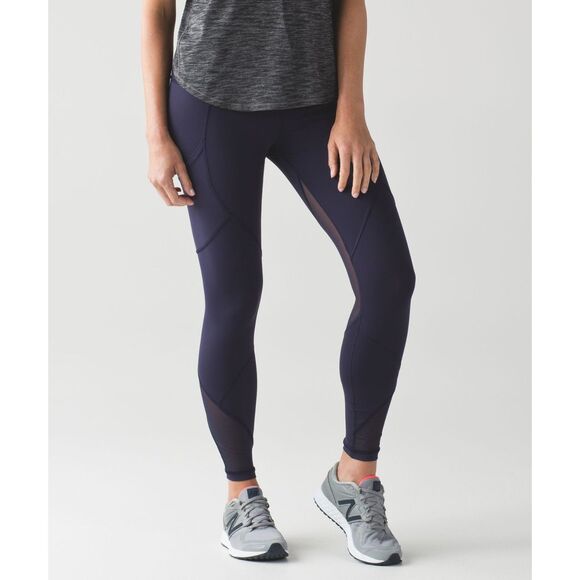 LULULEMON Outrun Tight Deep Indigo Mesh Accent 7/8 Leggings Size 6 - Picture 1 of 10